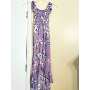 Beautiful long purple floral dress.